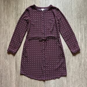 Merona Navy/Pink/Orange/White Patterned Button Down Shirt Dress Size Medium